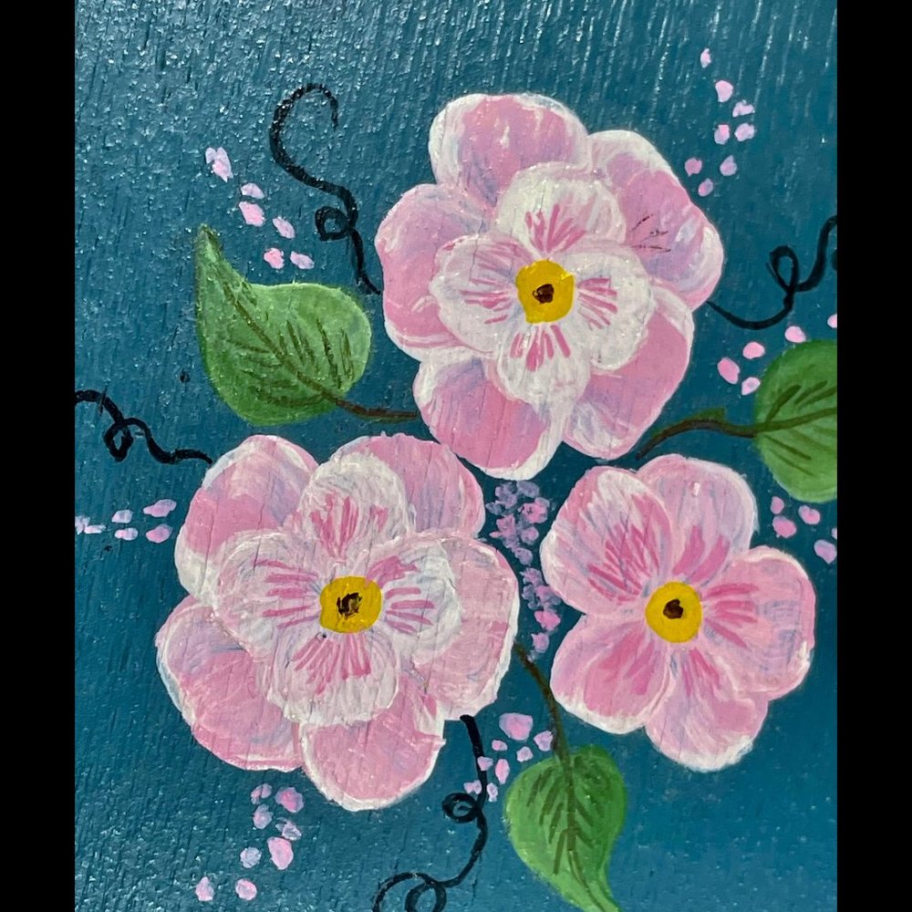 ▪️VTG▪️1980's Floral Hand-Painted Wooden CottageCore Box - Picture 3 of 10